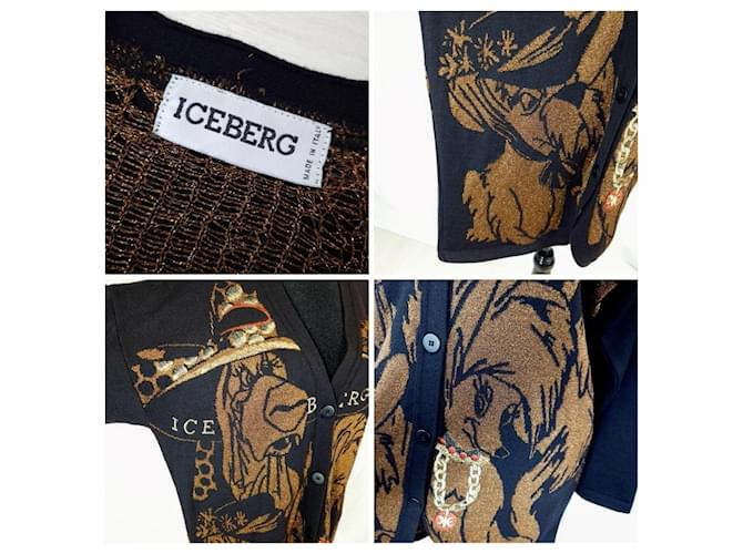 Iceberg langer Wollcardigan Braun Schwarz - Ansicht 9