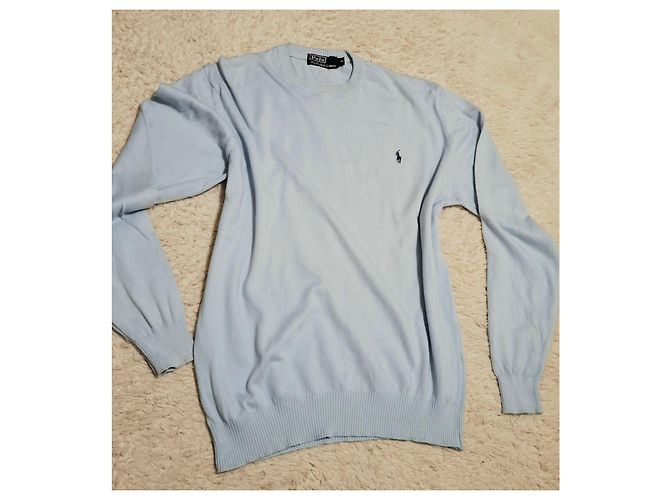 Polo Ralph Lauren Hellblauer Baumwollpullover mit Rundhalsausschnitt und Pony-Logo - Ansicht 10