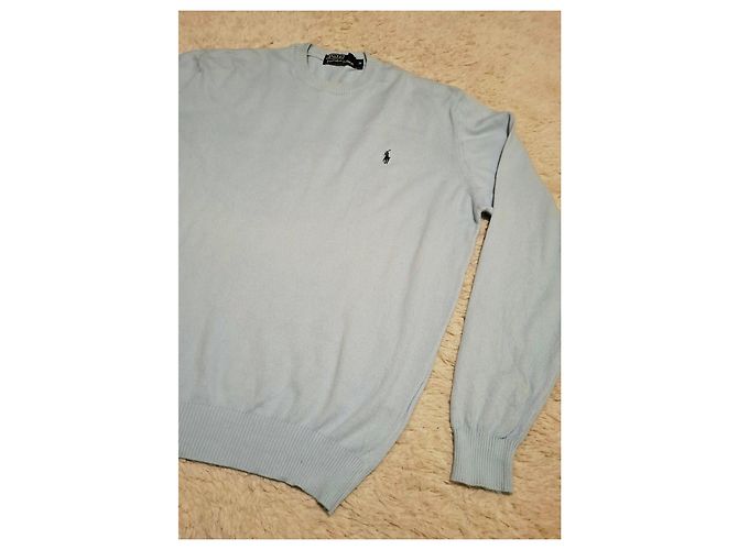Polo Ralph Lauren Hellblauer Baumwollpullover mit Rundhalsausschnitt und Pony-Logo - Ansicht 7