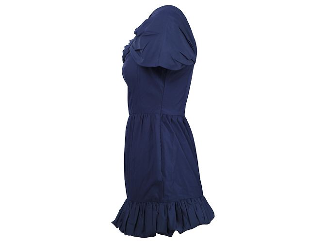 Abito Mini Blu Prada con Scollatura Off-the-Shoulder e Orlo Ruffle - vista 2