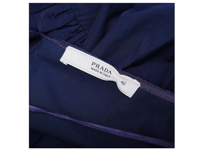 Abito Mini Blu Prada con Scollatura Off-the-Shoulder e Orlo Ruffle - vista 8