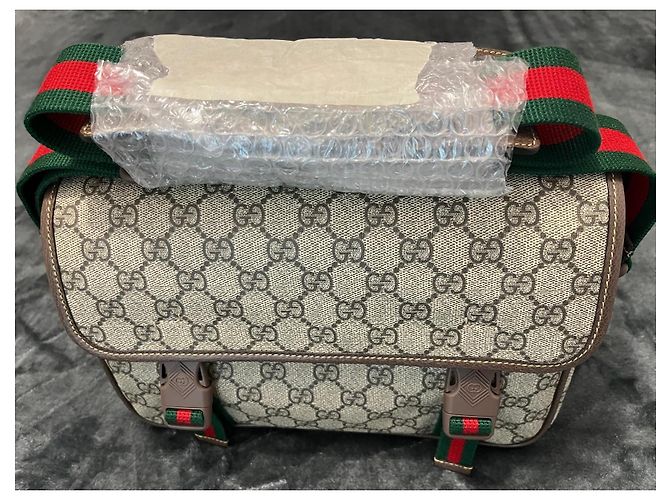 Borsa a tracolla Gucci Ophidia GG Supreme Marrone Rosso Verde - vista 15
