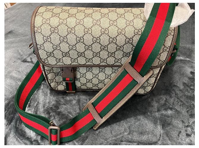 Borsa a tracolla Gucci Ophidia GG Supreme Marrone Rosso Verde - vista 3