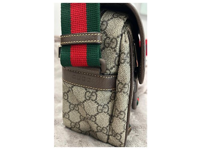 Borsa a tracolla Gucci Ophidia GG Supreme Marrone Rosso Verde - vista 7