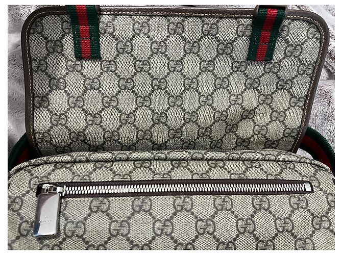 Borsa a tracolla Gucci Ophidia GG Supreme Marrone Rosso Verde - vista 8
