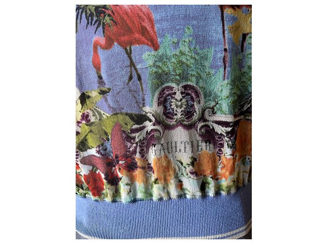 Jean Paul Gaultier 'Flamingo' Bomberjacke Pink Weiß Blau Mehrfarben Grün Orange - Ansicht 6