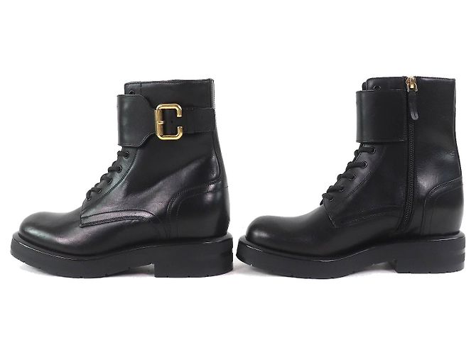 Chloé Leder Stiefeletten Chloe CODDINGTON Schwarz - Ansicht 3