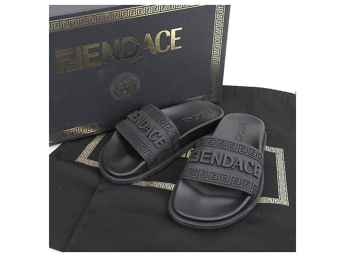 Fendi FENDACE Gummisandalen Schwarz - Ansicht 2
