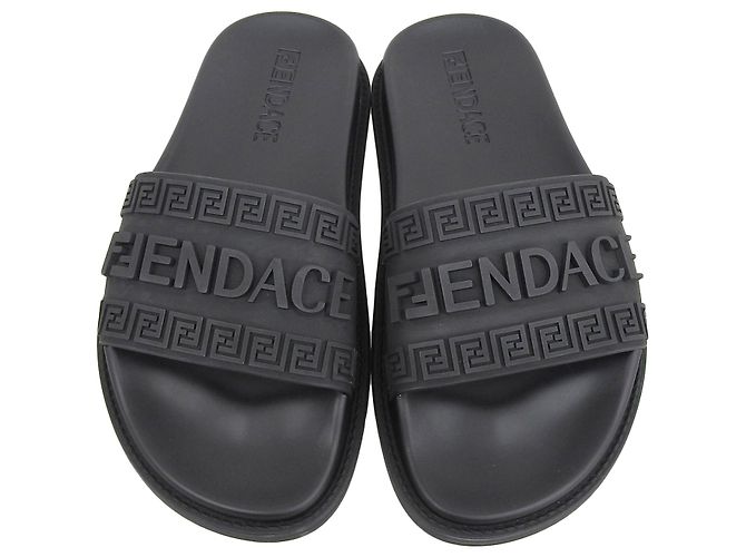 Fendi FENDACE Gummisandalen Schwarz - Ansicht 3