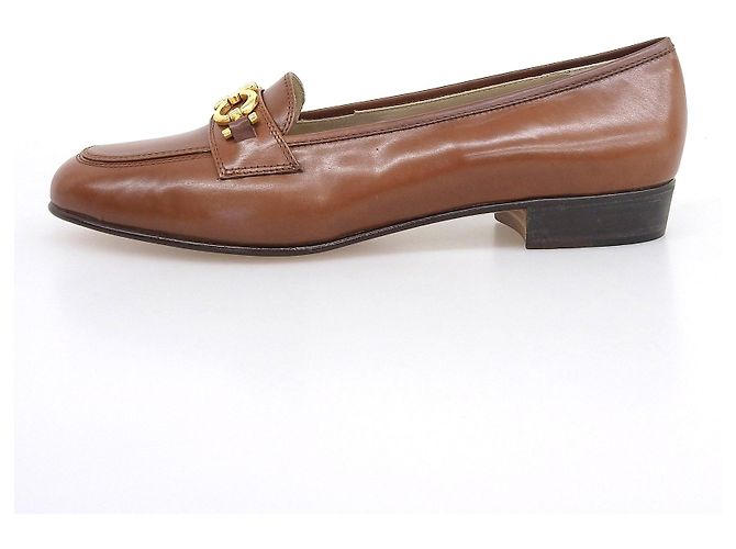 Mocassini in pelle BABS Double Gancini di Salvatore Ferragamo Marrone Bronzo - vista 4