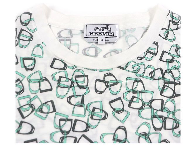 Camiseta de algodão Hermès Branco Verde - vista 2