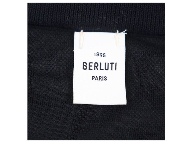 Autre Marque Berluti Calligraphy Knit Wollpullover mit Rundhalsausschnitt Blau Marineblau - Ansicht 6