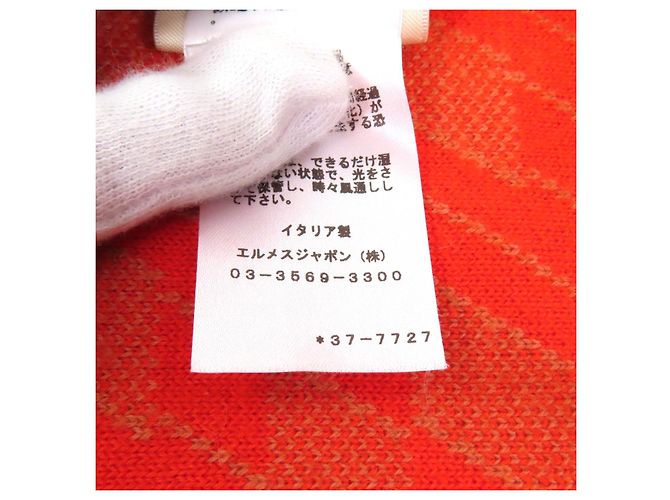 Gonna in lana reversibile con motivo H di Hermès Arancione - vista 13