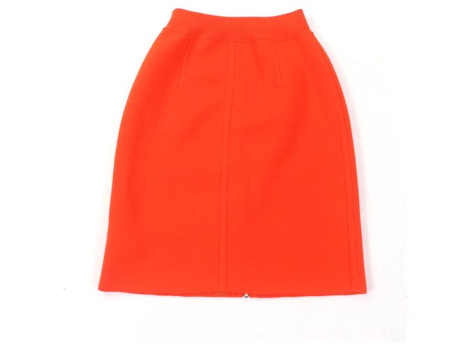 Gonna in lana reversibile con motivo H di Hermès Arancione - vista 2
