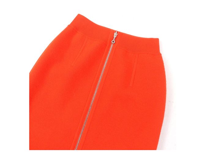 Gonna in lana reversibile con motivo H di Hermès Arancione - vista 3
