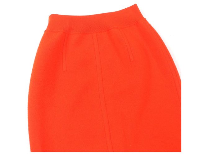 Gonna in lana reversibile con motivo H di Hermès Arancione - vista 4