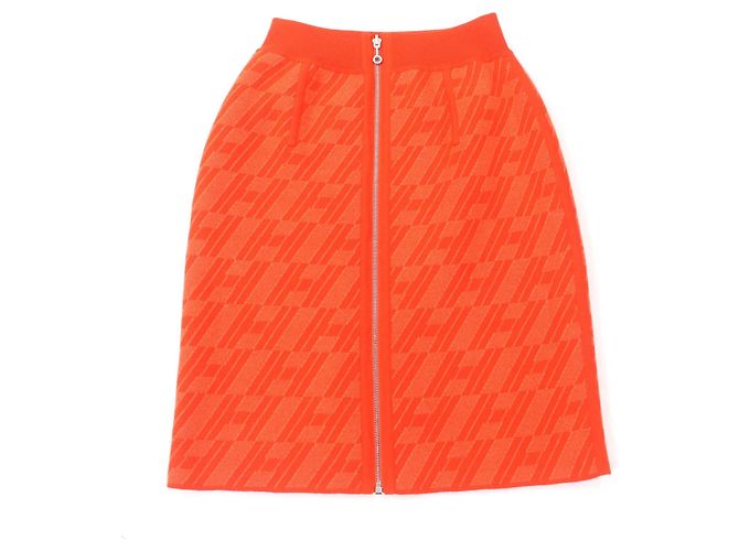Gonna in lana reversibile con motivo H di Hermès Arancione - vista 5