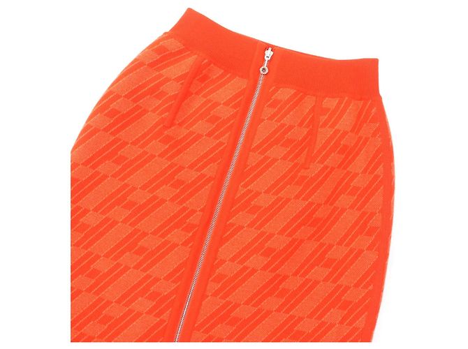 Gonna in lana reversibile con motivo H di Hermès Arancione - vista 6