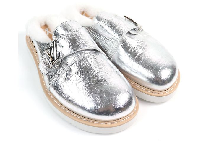 Leder-Sandalen mit Monogram Flower Gürtel und LV-Initialen von Louis Vuitton Silber - Ansicht 2