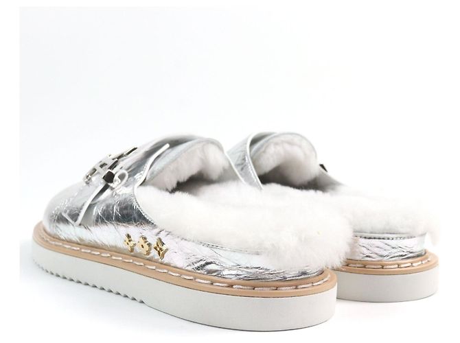 Leder-Sandalen mit Monogram Flower Gürtel und LV-Initialen von Louis Vuitton Silber - Ansicht 5