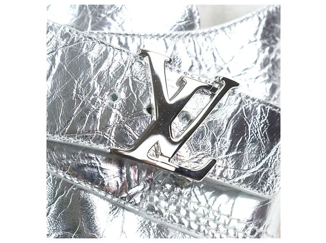 Leder-Sandalen mit Monogram Flower Gürtel und LV-Initialen von Louis Vuitton Silber - Ansicht 6