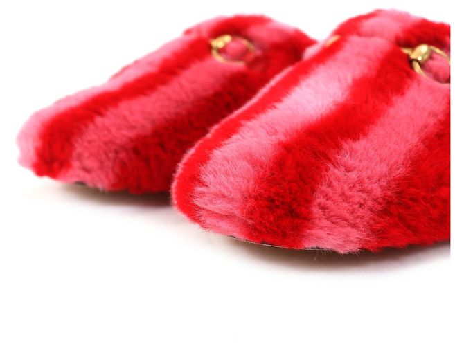 Mule in pelle con strisce Horsebit di Gucci×adidas Rosa Rosso - vista 5