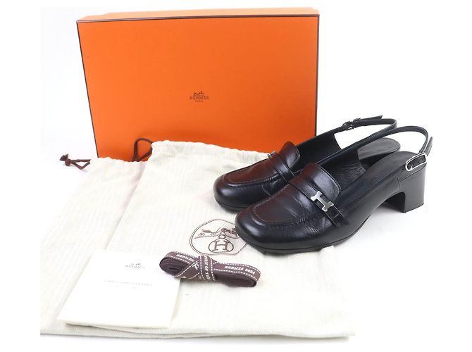 Leder-Pumps Anfini von Hermès Schwarz - Ansicht 2