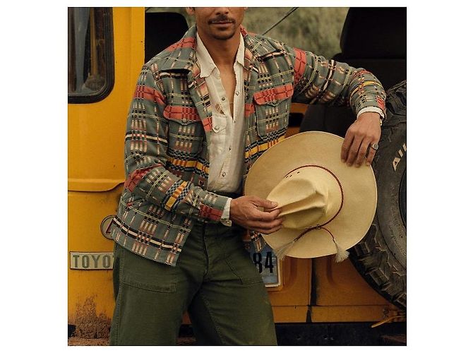 Ralph Lauren Camisa overshirt de algodón jacquard a cuadros marrón RRL Verde - vista 3