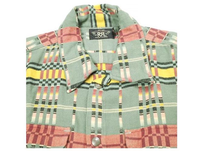 Ralph Lauren Camisa overshirt de algodón jacquard a cuadros marrón RRL Verde - vista 4