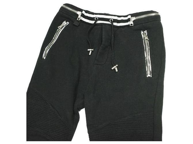 Autre Marque Pantalones de moto con cremallera Balmain Pantalones de algodón Negro - vista 3