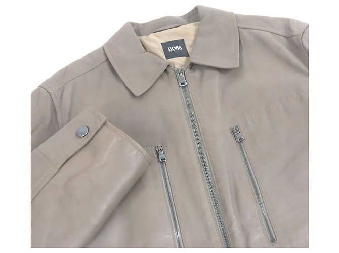 Autre Marque Chaqueta de cuero de cabra Hugo Boss Gris Gris antracita - vista 2