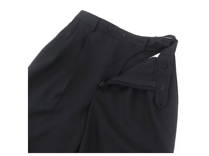Céline Calça larga de dois pregas Celine Center em lã Preto - vista 3