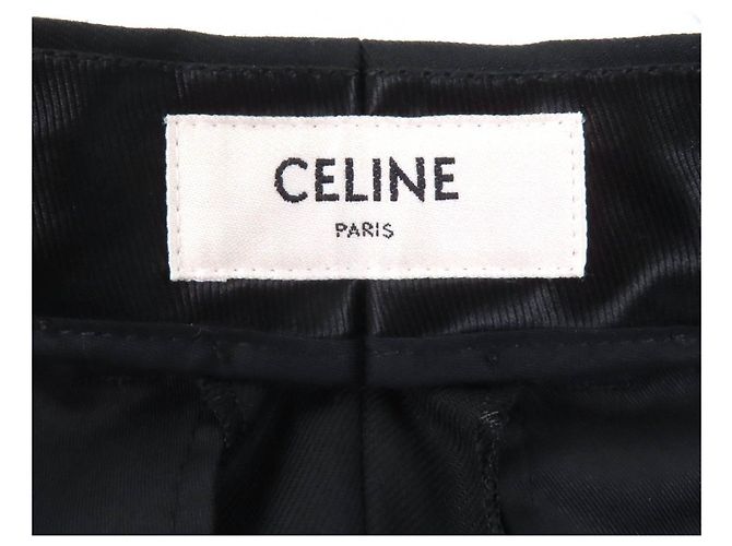 Céline Calça larga de dois pregas Celine Center em lã Preto - vista 6