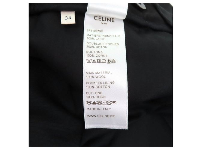 Céline Calça larga de dois pregas Celine Center em lã Preto - vista 9