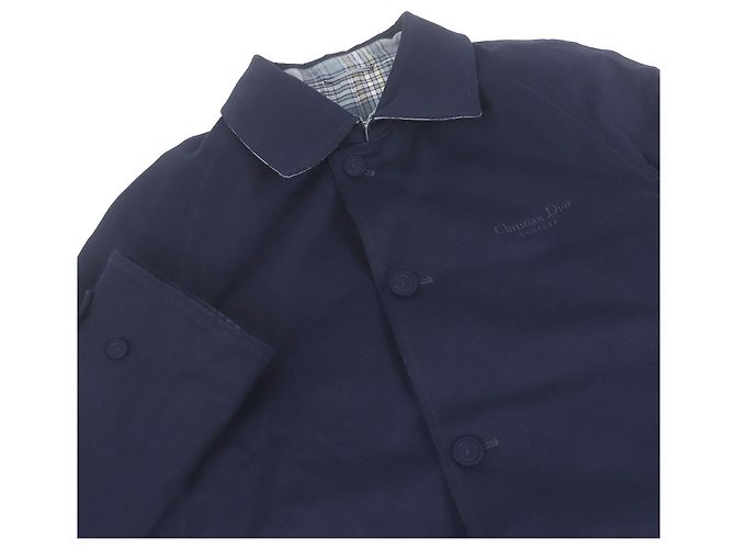 Abrigo Balmacaan de algodón bordado con el logo de Dior Azul Azul marino - vista 2
