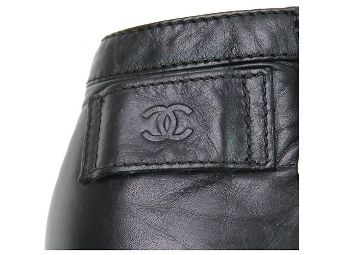 Timeless Chanel Leder Stiefeletten Schwarz - Ansicht 11