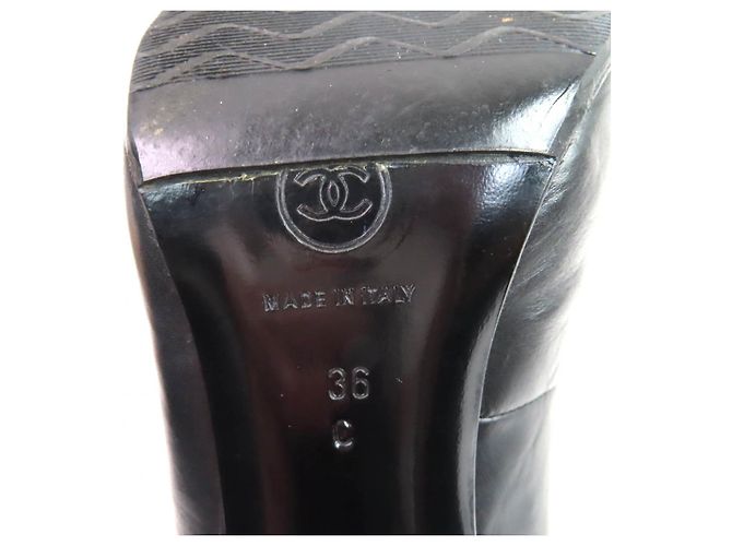Timeless Chanel Leder Stiefeletten Schwarz - Ansicht 14