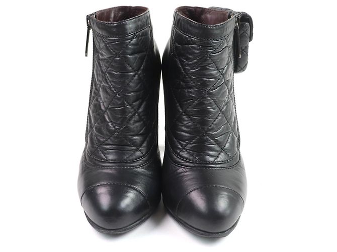 Timeless Chanel Leder Stiefeletten Schwarz - Ansicht 4