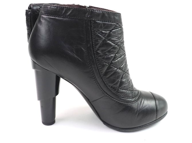 Timeless Chanel Leder Stiefeletten Schwarz - Ansicht 6