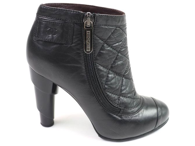Timeless Chanel Leder Stiefeletten Schwarz - Ansicht 9