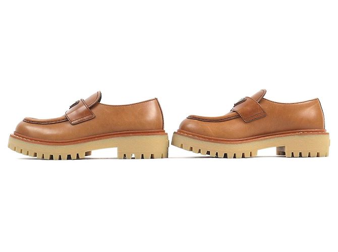 Mocasines de cuero con logo triangular Prada Castaño - vista 3