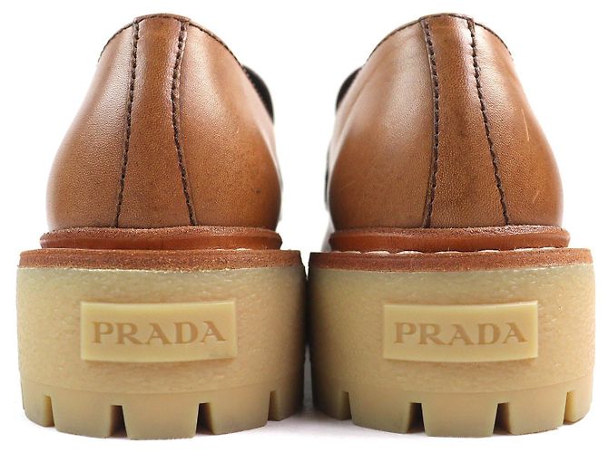 Mocasines de cuero con logo triangular Prada Castaño - vista 6