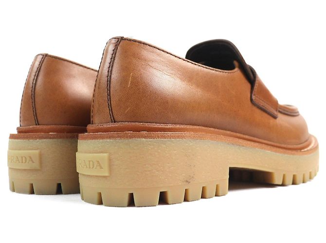 Mocasines de cuero con logo triangular Prada Castaño - vista 7