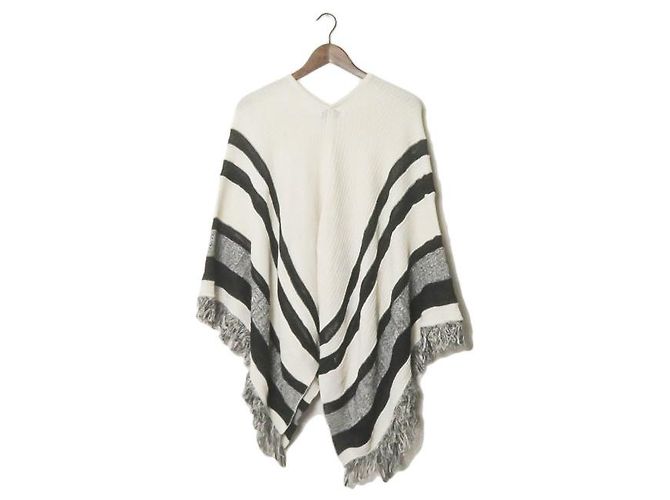 Autre Marque Poncho SAYAKADAVIS de mezcla de papel con flecos Blanco - vista 2