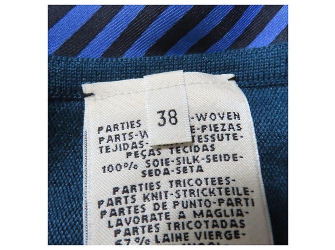 Hermès Top de punto de seda Hermes Azul Verde - vista 6