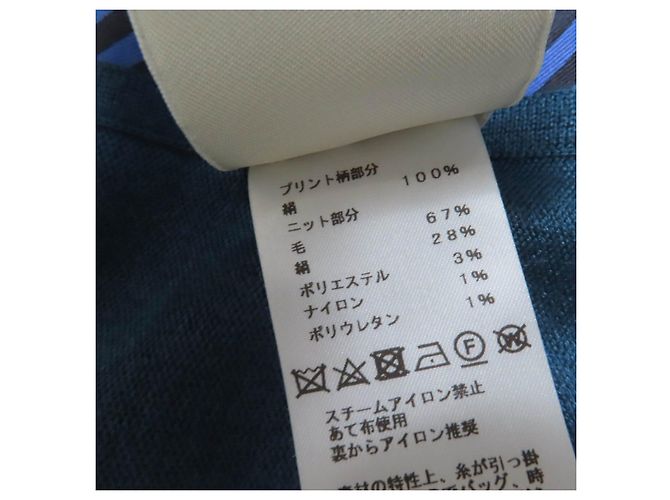 Hermès Top de punto de seda Hermes Azul Verde - vista 7