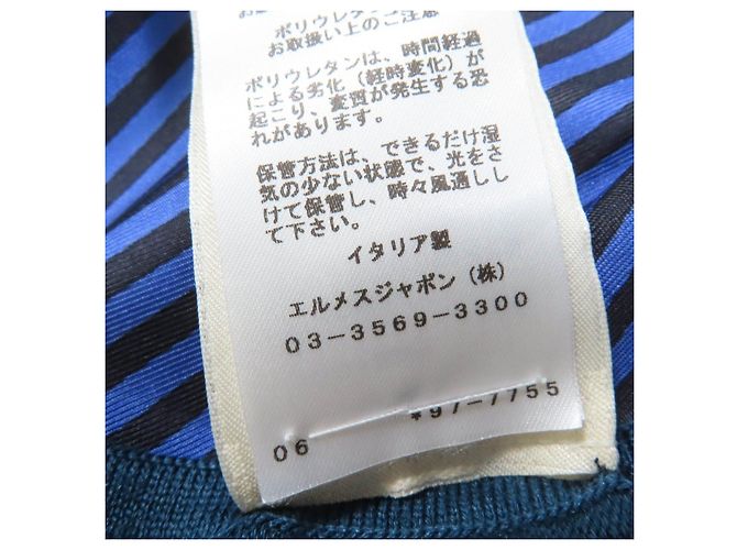 Hermès Top de punto de seda Hermes Azul Verde - vista 8