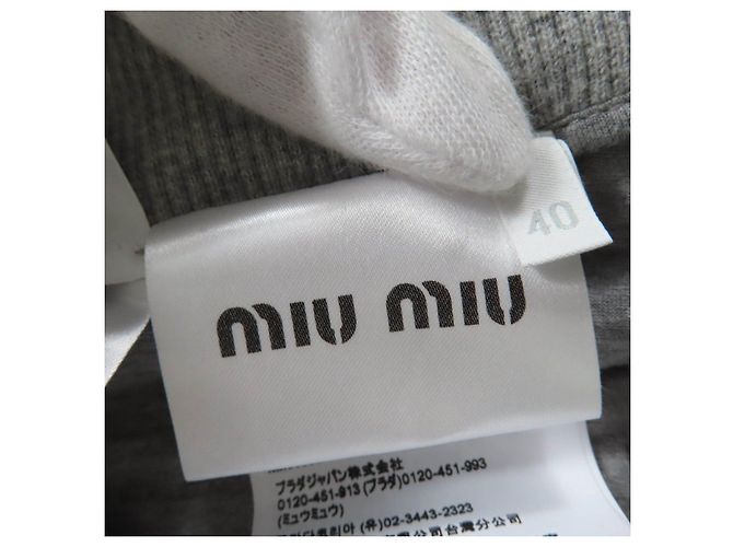 Miu Miu Pantalones de algodón polar con logo MIUMIU Gris - vista 8