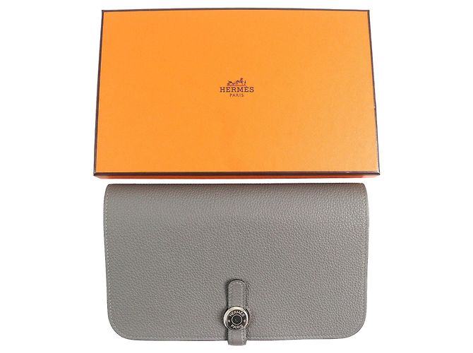 Cartera Duo Togo Dogon GM de Hermès Gris - vista 2
