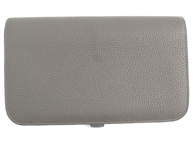 Cartera Duo Togo Dogon GM de Hermès Gris - vista 3